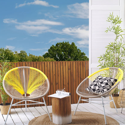 Papasan 2 Pack Beige Yellow PE Rattan Garden Chairs Modern