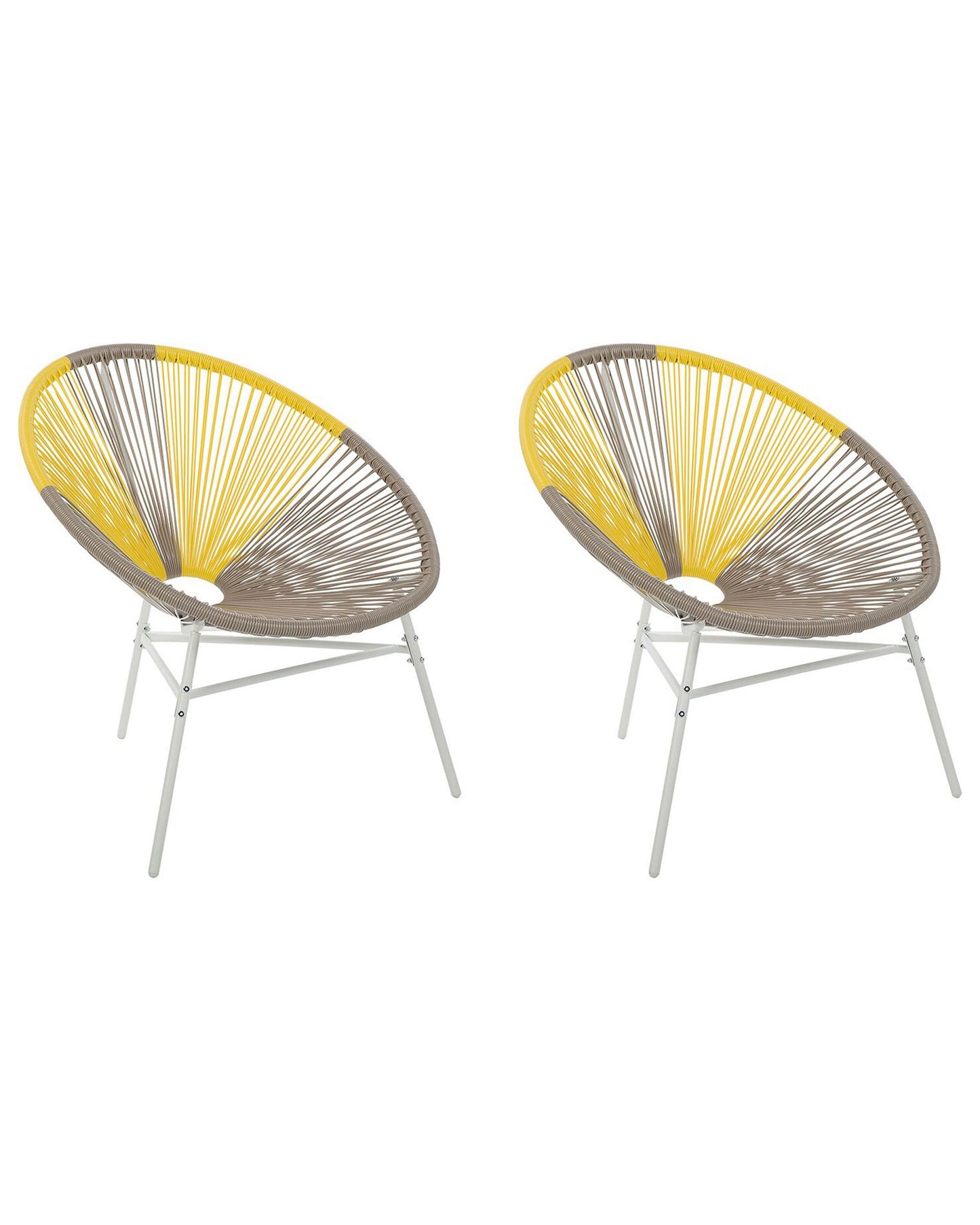 Papasan 2 Pack Beige Yellow PE Rattan Garden Chairs Modern