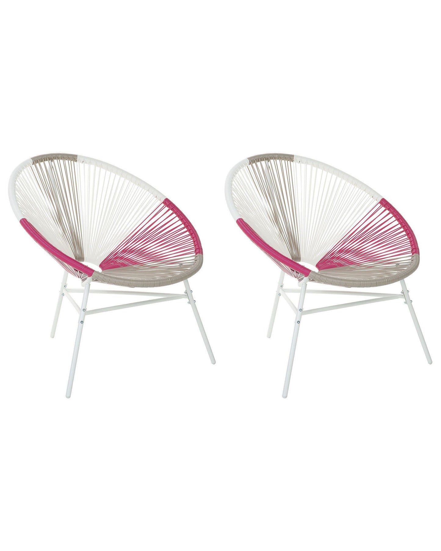 Papasan Style Garden Chairs Set of 2 Multicolor PE Rattan Modern Outdoor Seating