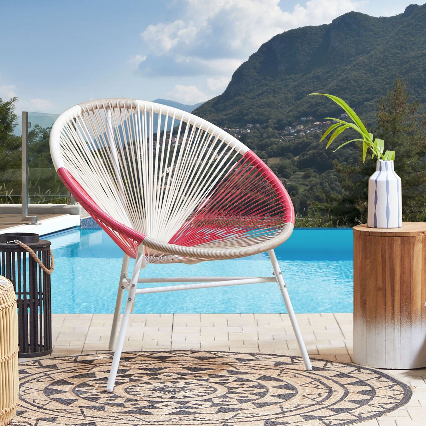 Garden Chair Multicolour PE Rattan Papasan Modern with Steel Tripod Base