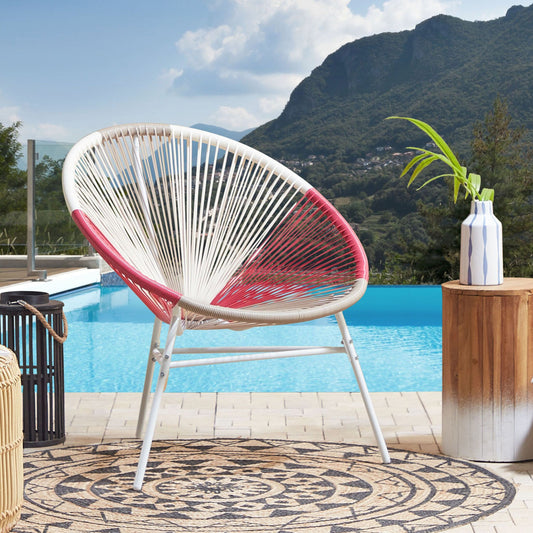 Garden Chair Multicolour PE Rattan Papasan Modern with Steel Tripod Base