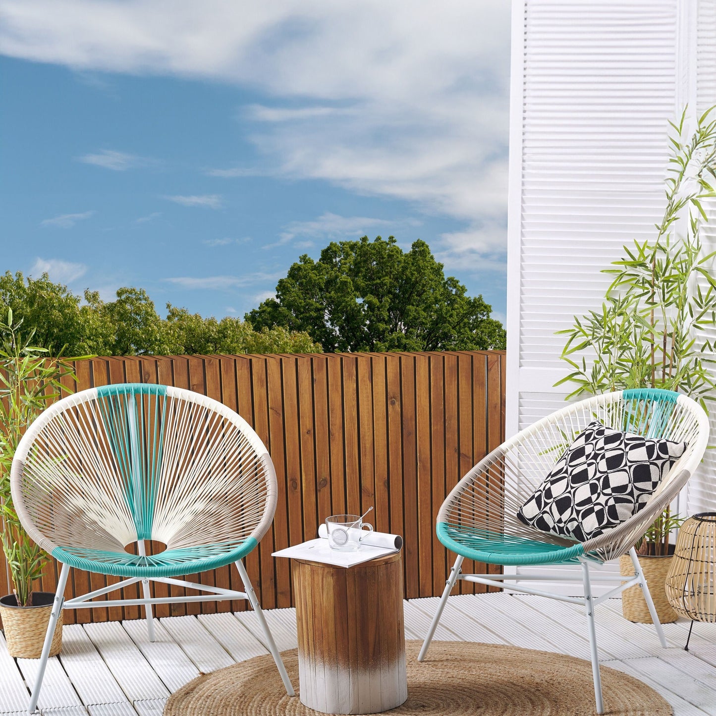 Garden Chairs Set Multicolour PE Rattan Papasan Modern 2Pack