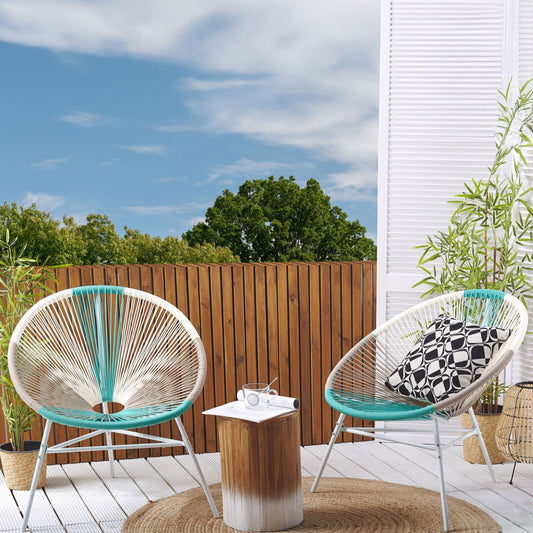 Garden Chairs Set Multicolour PE Rattan Papasan Modern 2Pack