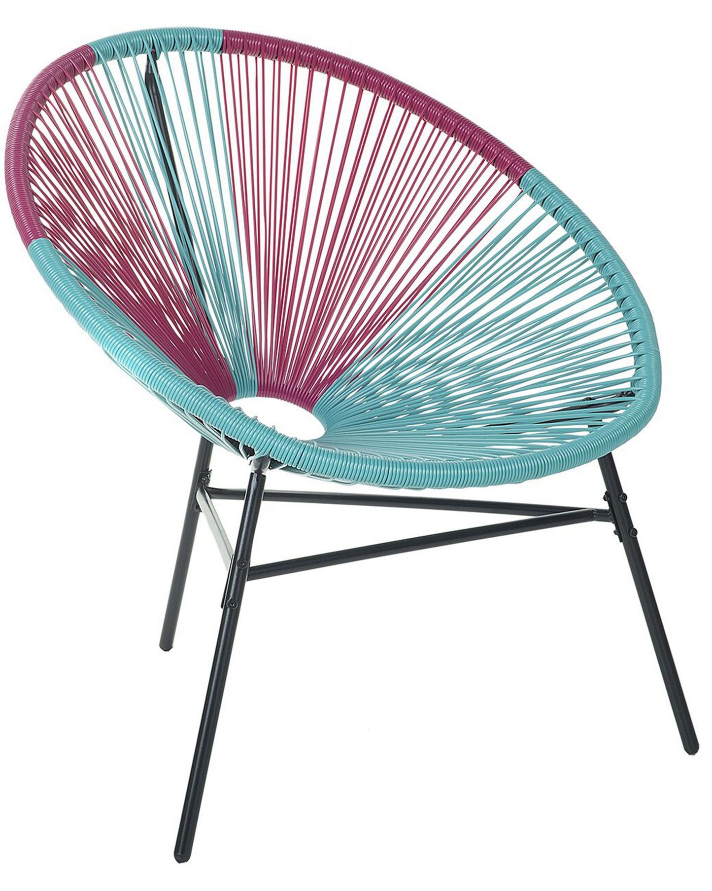 Papasan Chair Blue Pink PE Rattan Three Leg Steel Base