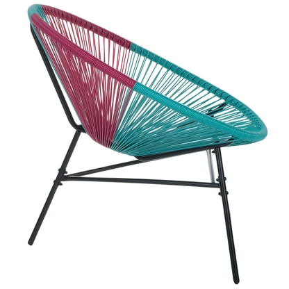 Papasan Chair Blue Pink PE Rattan Three Leg Steel Base