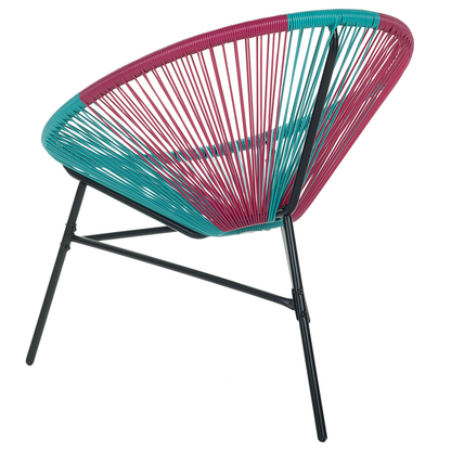 Papasan Chair Blue Pink PE Rattan Three Leg Steel Base