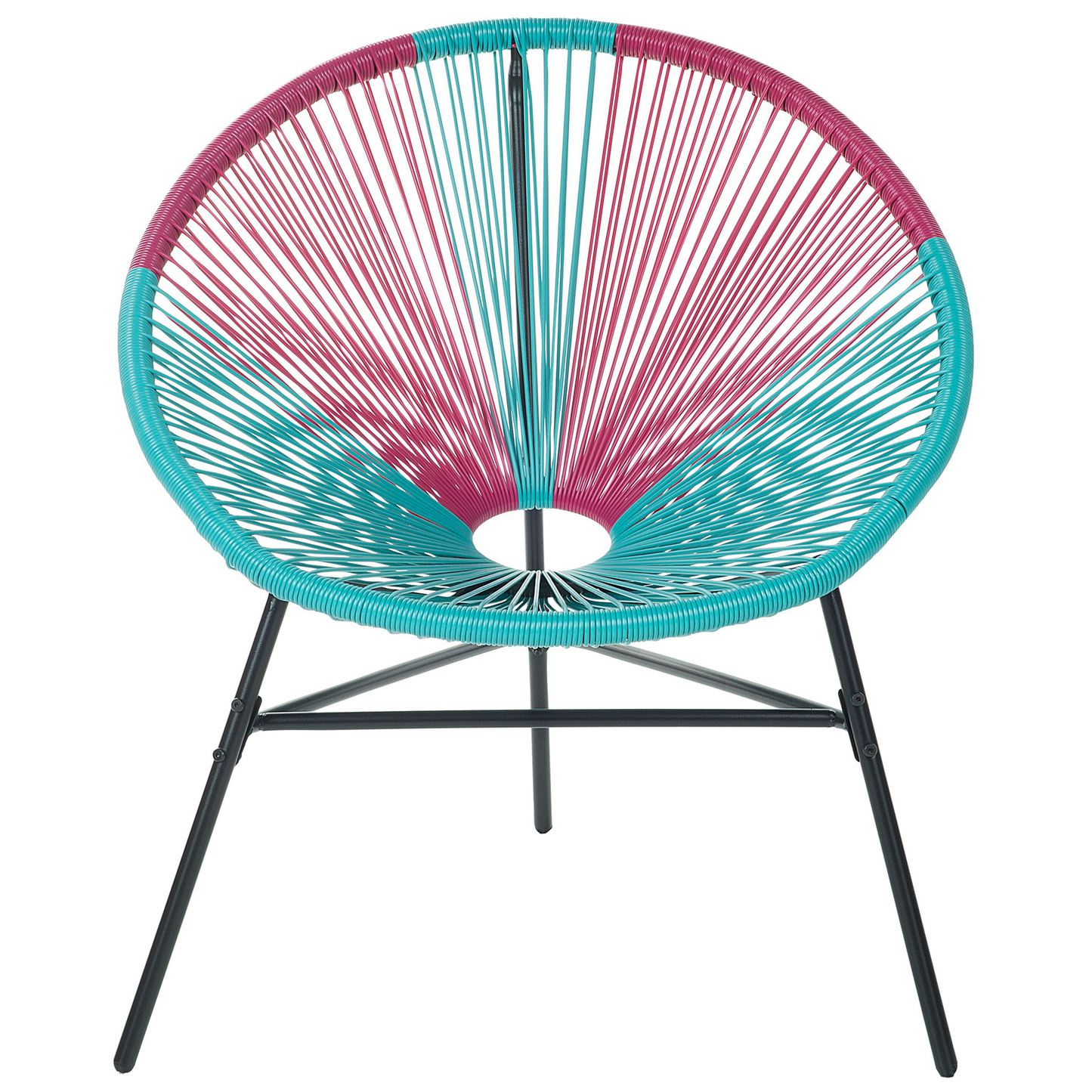 Papasan Chair Blue Pink PE Rattan Three Leg Steel Base