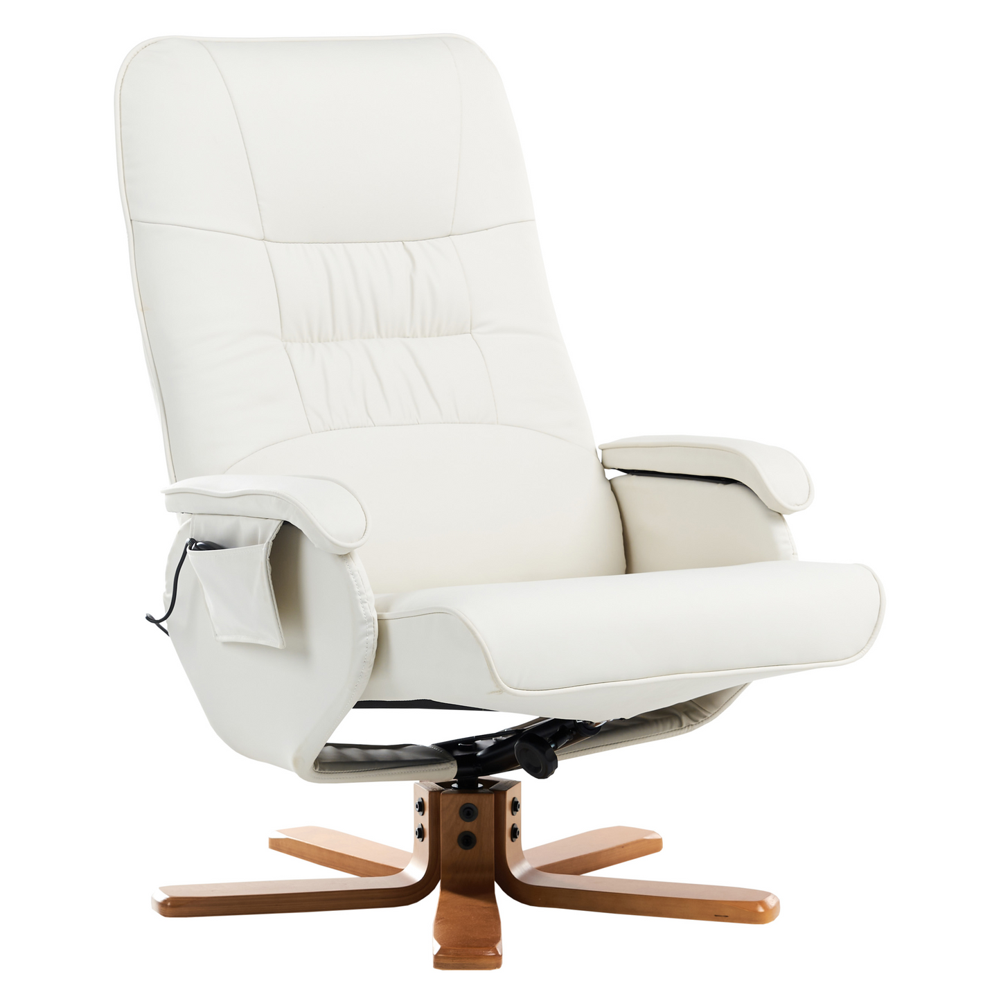 Heated Massage Recliner Armchair Off White With Footrest