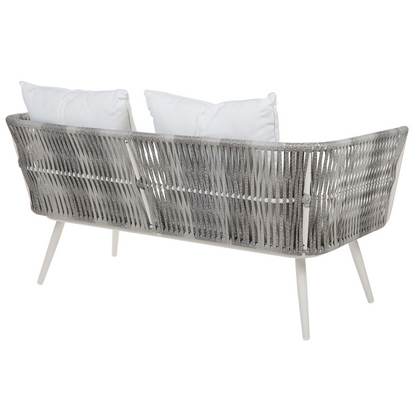Garden Conversation Set White PE Rattan 4 Seater Cushions
