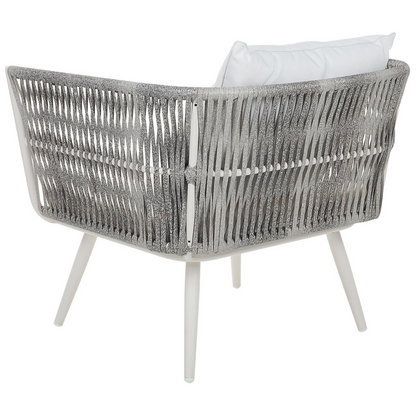 Garden Conversation Set White PE Rattan 4 Seater Cushions
