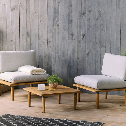 Acacia Outdoor 2 Seater Sofa Set In Grey Cushions