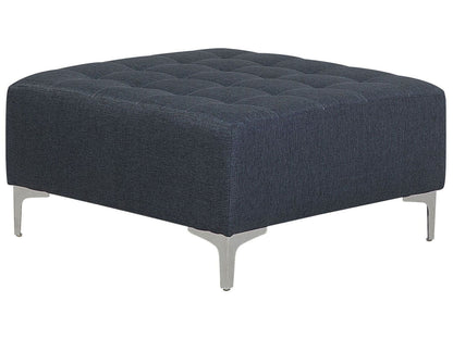 Square Ottoman Dark Grey Tufted Footstool With Silver Legs