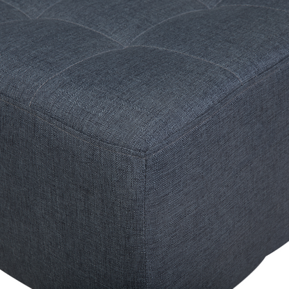 Square Ottoman Dark Grey Tufted Footstool With Silver Legs