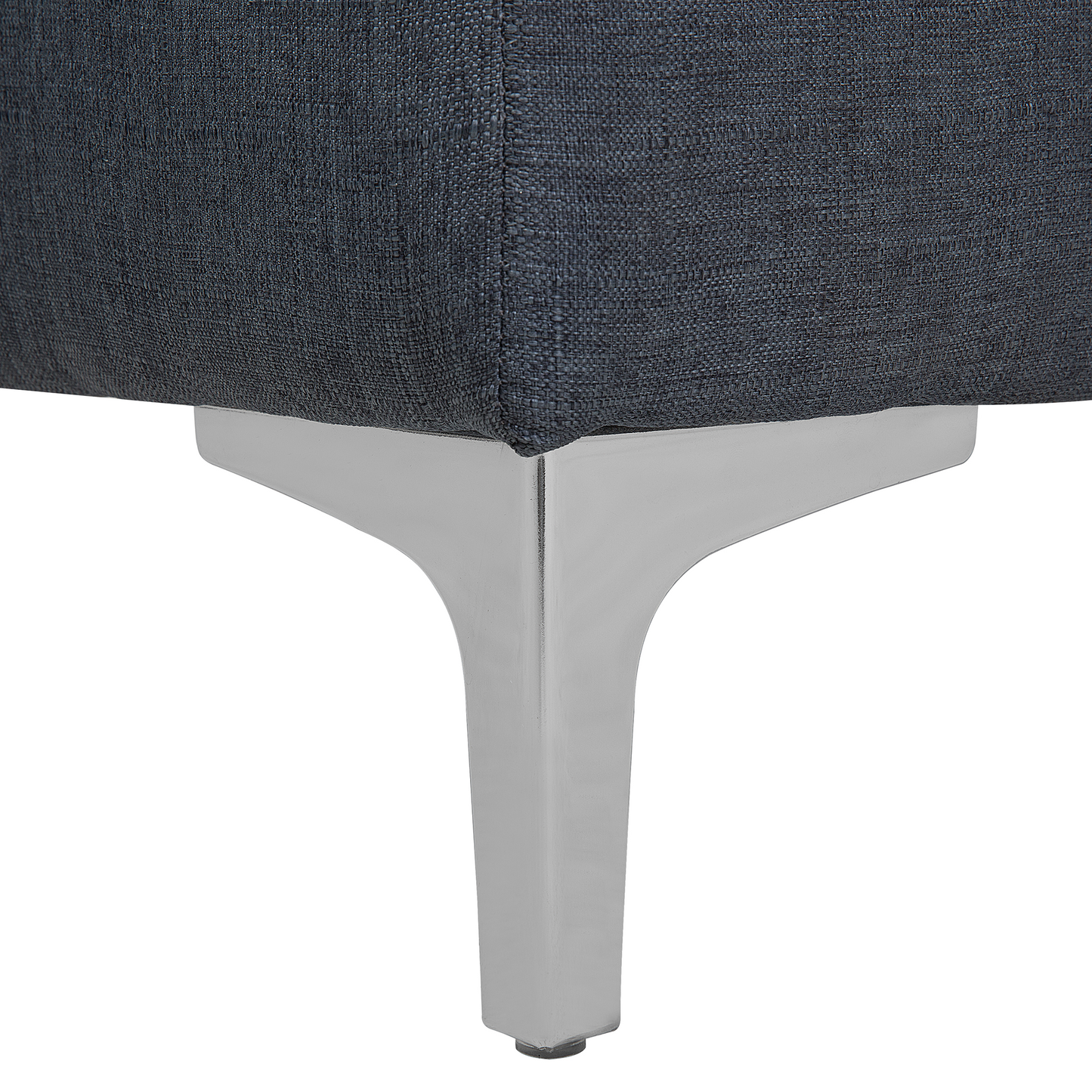 Square Ottoman Dark Grey Tufted Footstool With Silver Legs