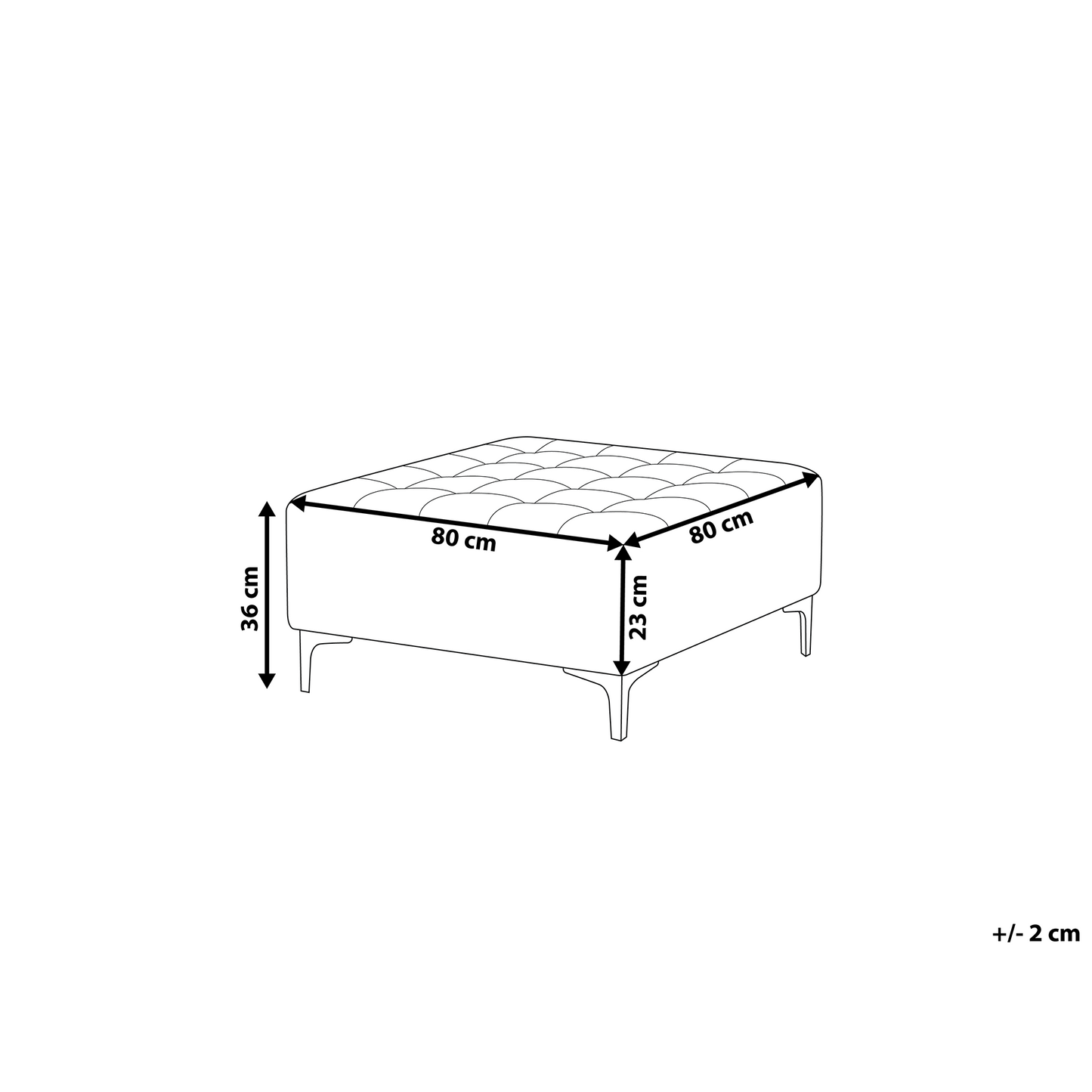 Square Ottoman Dark Grey Tufted Footstool With Silver Legs