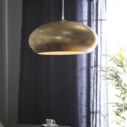 Pendant Lamp Gold Metal Vintage Ceiling Light With Cracked Gold Foil Finish