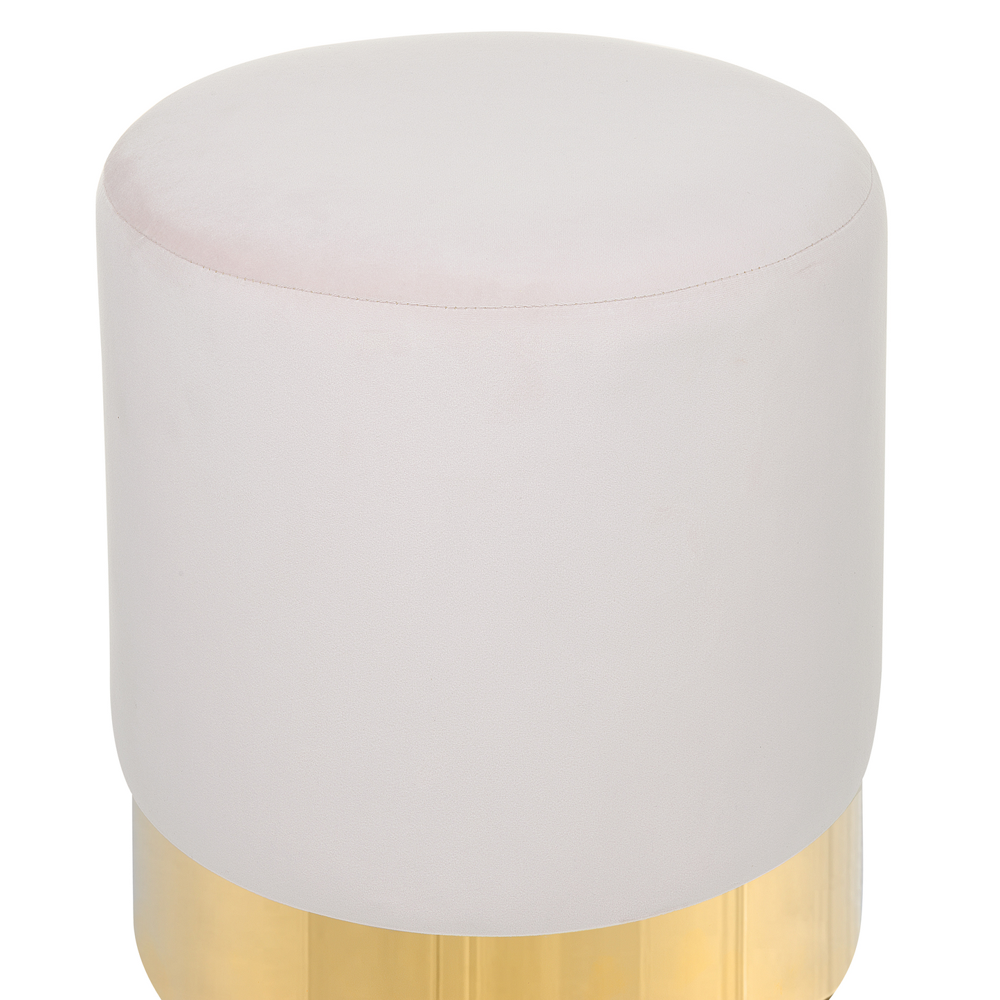 Pink Velvet Round Footstool Pouffe With Gold Trim
