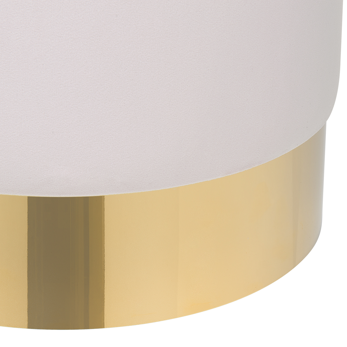 Pink Velvet Round Footstool Pouffe With Gold Trim