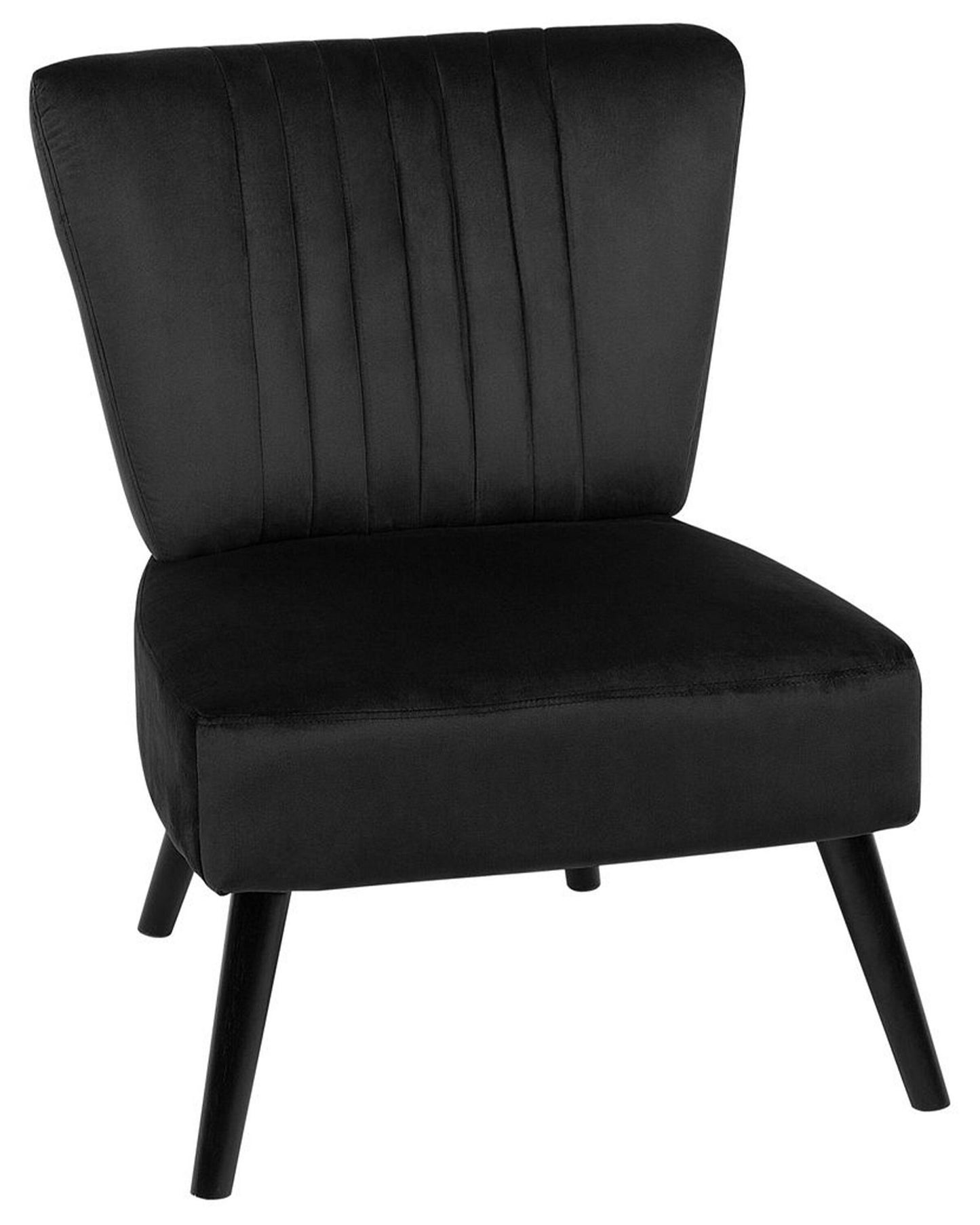Lux Velvet Armchair Armless Accent Chair With Vertical Tufting Black