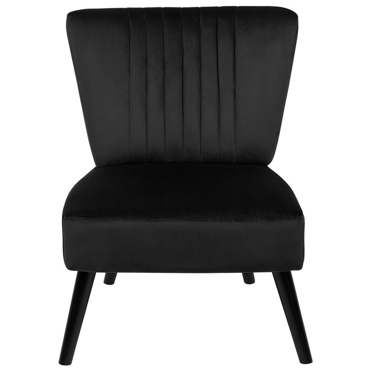 Lux Velvet Armchair Armless Accent Chair With Vertical Tufting Black