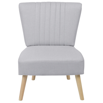 Armchair Armless Light Grey Slipper Chair Tufted Wood Legs