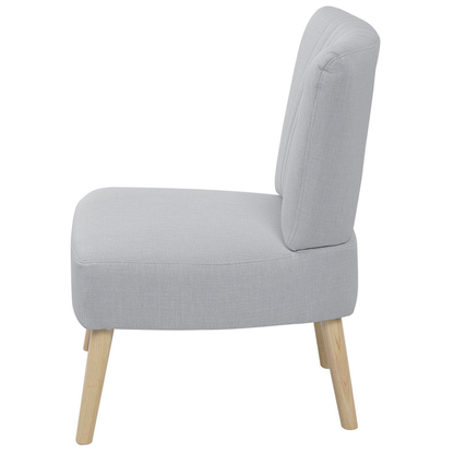 Armchair Armless Light Grey Slipper Chair Tufted Wood Legs
