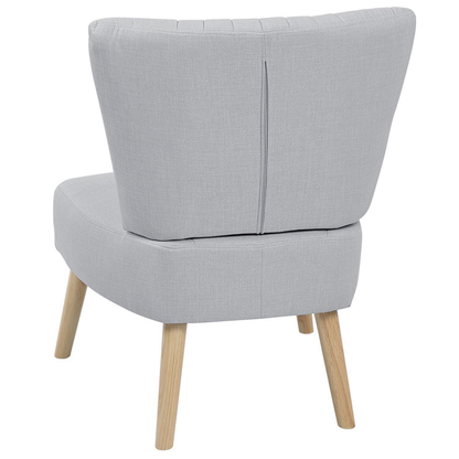 Armchair Armless Light Grey Slipper Chair Tufted Wood Legs