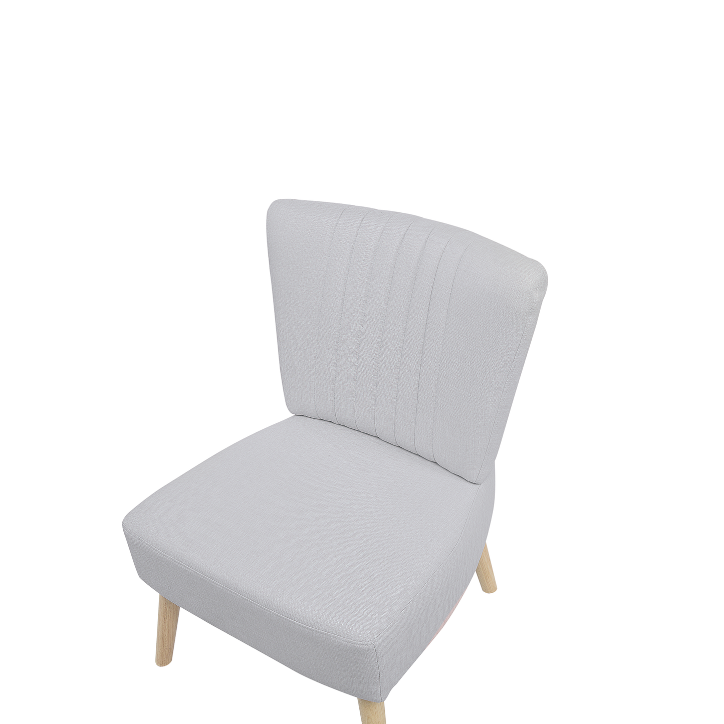 Armchair Armless Light Grey Slipper Chair Tufted Wood Legs