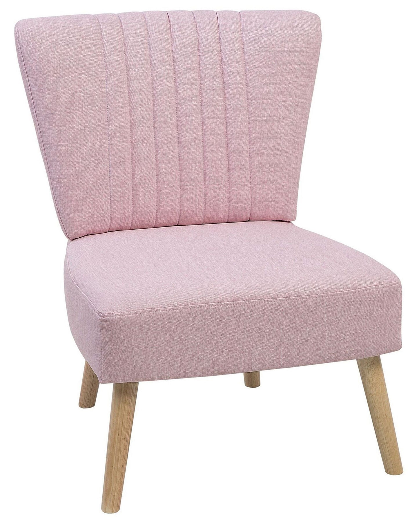 Pink Armless Accent Chair With Vertical Tufting