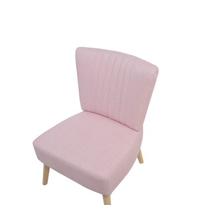 Pink Armless Accent Chair With Vertical Tufting