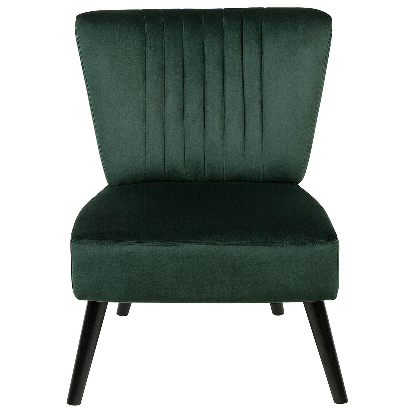 Green Velvet Armless Accent Chair Vertical Tufting