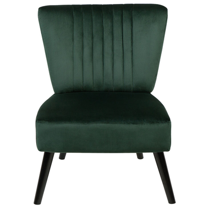Green Velvet Armless Accent Chair Vertical Tufting