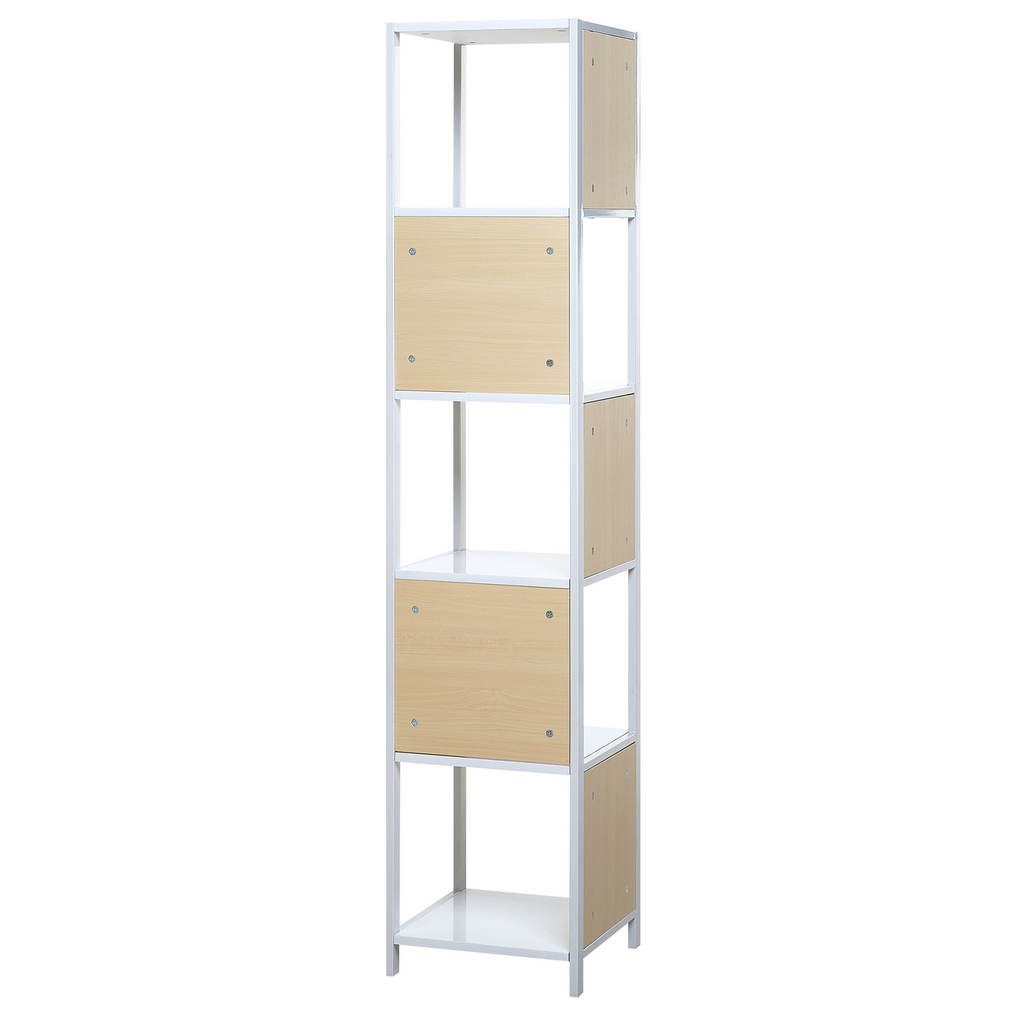 White With Light Brown 165 x 35cm 5 Tier Shelf
