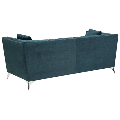 Home Teal Blue 2 and 3 Seater Sofa Set Nail Head Trim Tufted