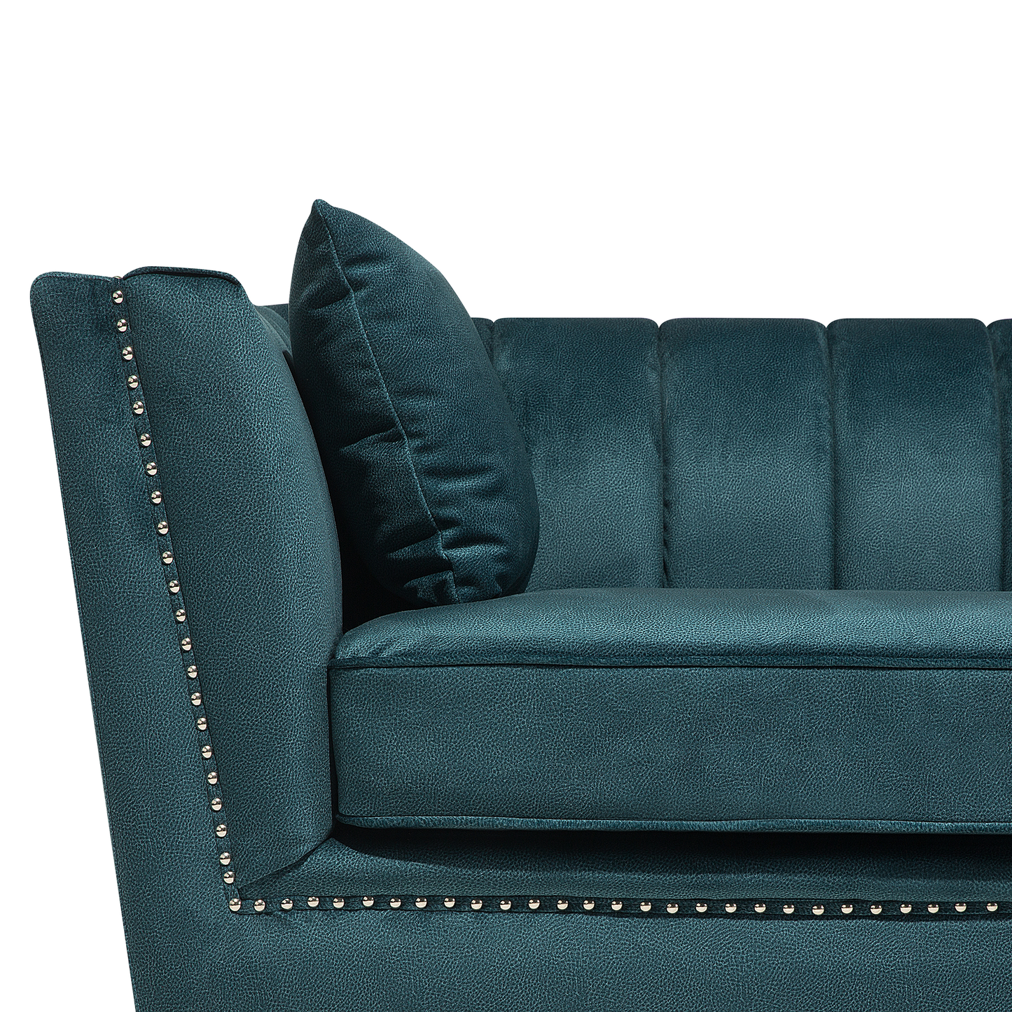 Home Teal Blue 2 and 3 Seater Sofa Set Nail Head Trim Tufted