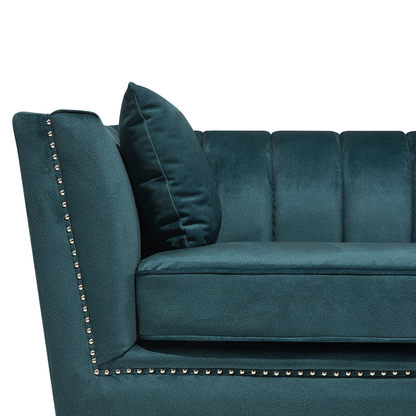 Home Teal Blue 2 and 3 Seater Sofa Set Nail Head Trim Tufted