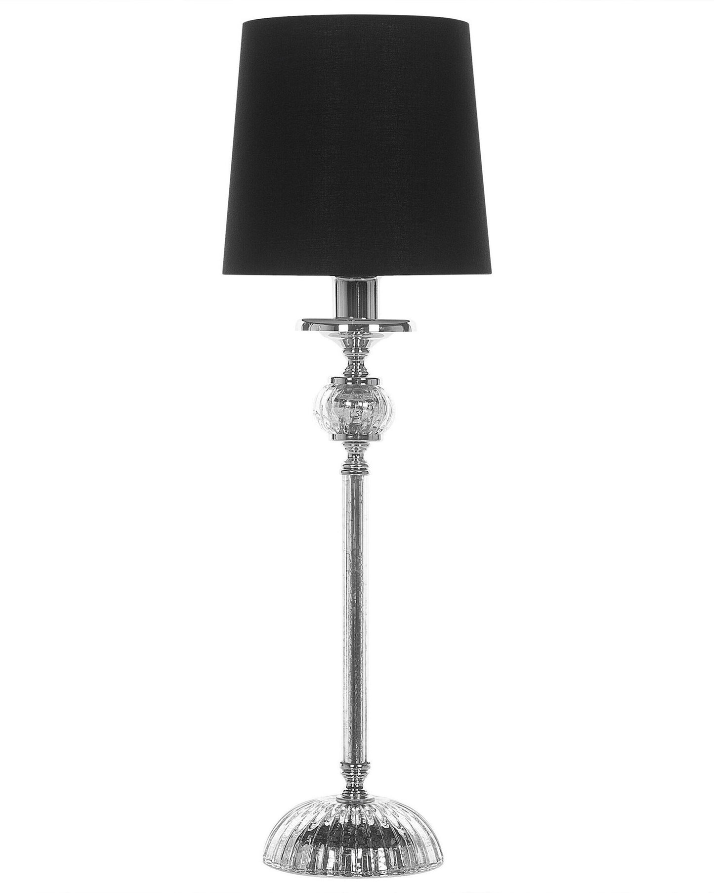 Table Lamp Silver Metal Base Black Empire Shade Glass Accents