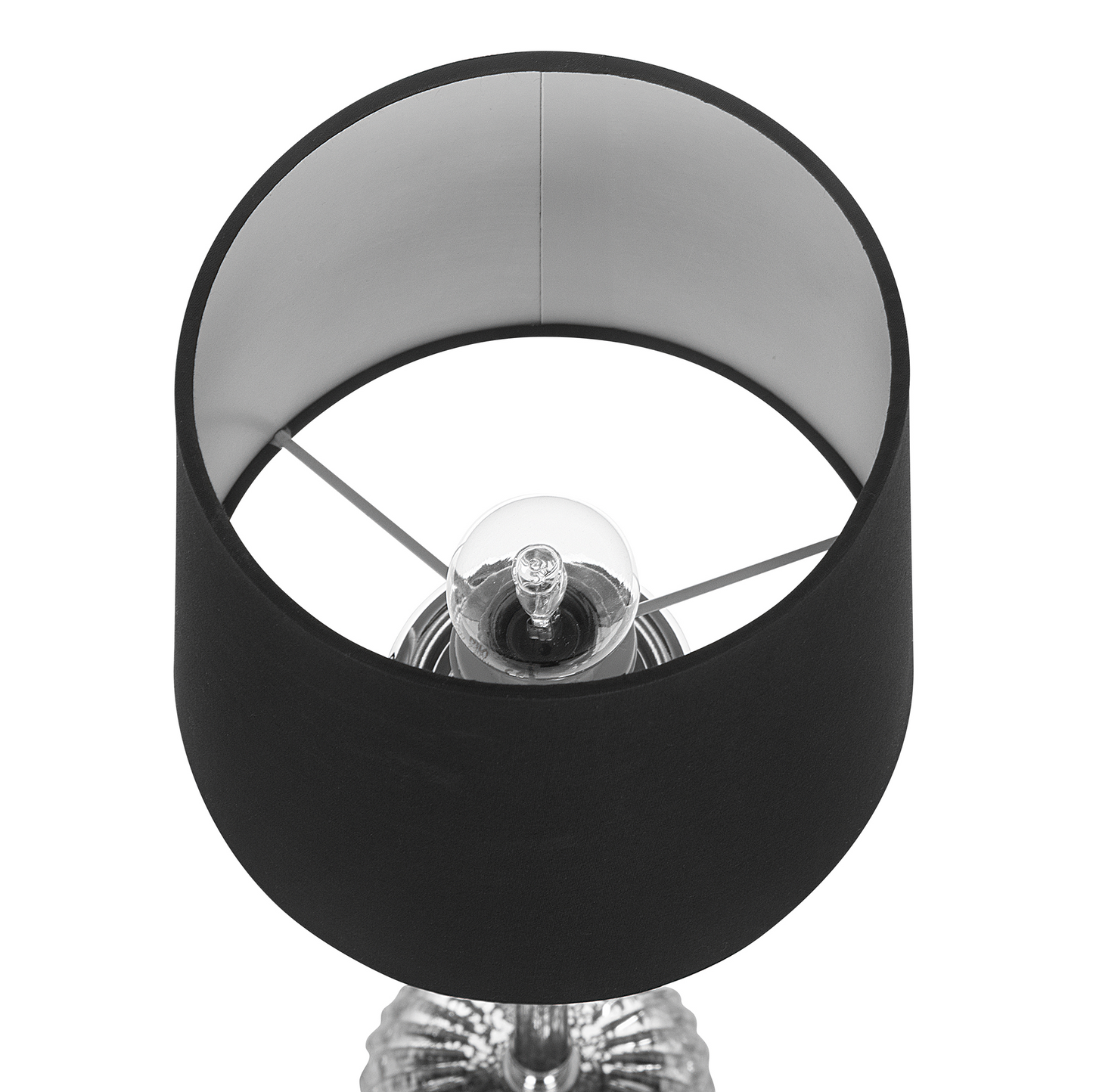 Table Lamp Silver Metal Base Black Empire Shade Glass Accents