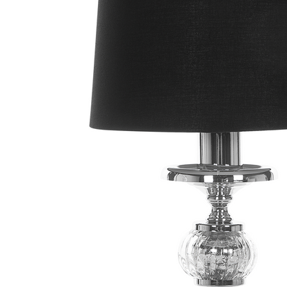 Table Lamp Silver Metal Base Black Empire Shade Glass Accents