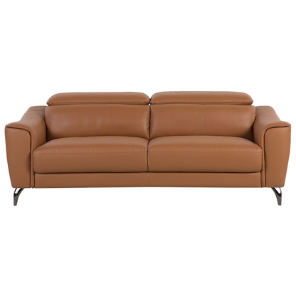 Brown Leather 3+1 Sofa Set With Adjustable Headrest