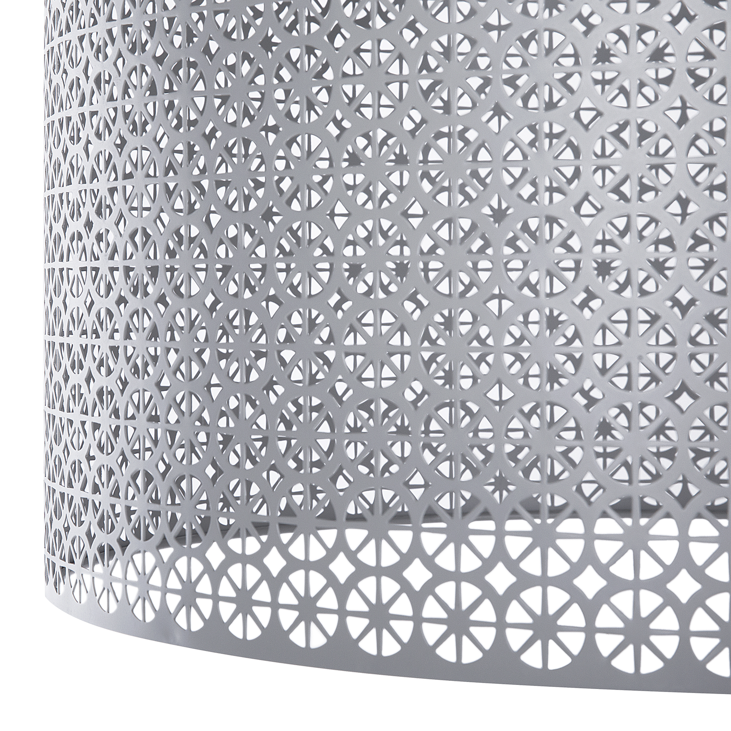 Pendant Lamp Grey Patterned Metal Drum Shade Modern