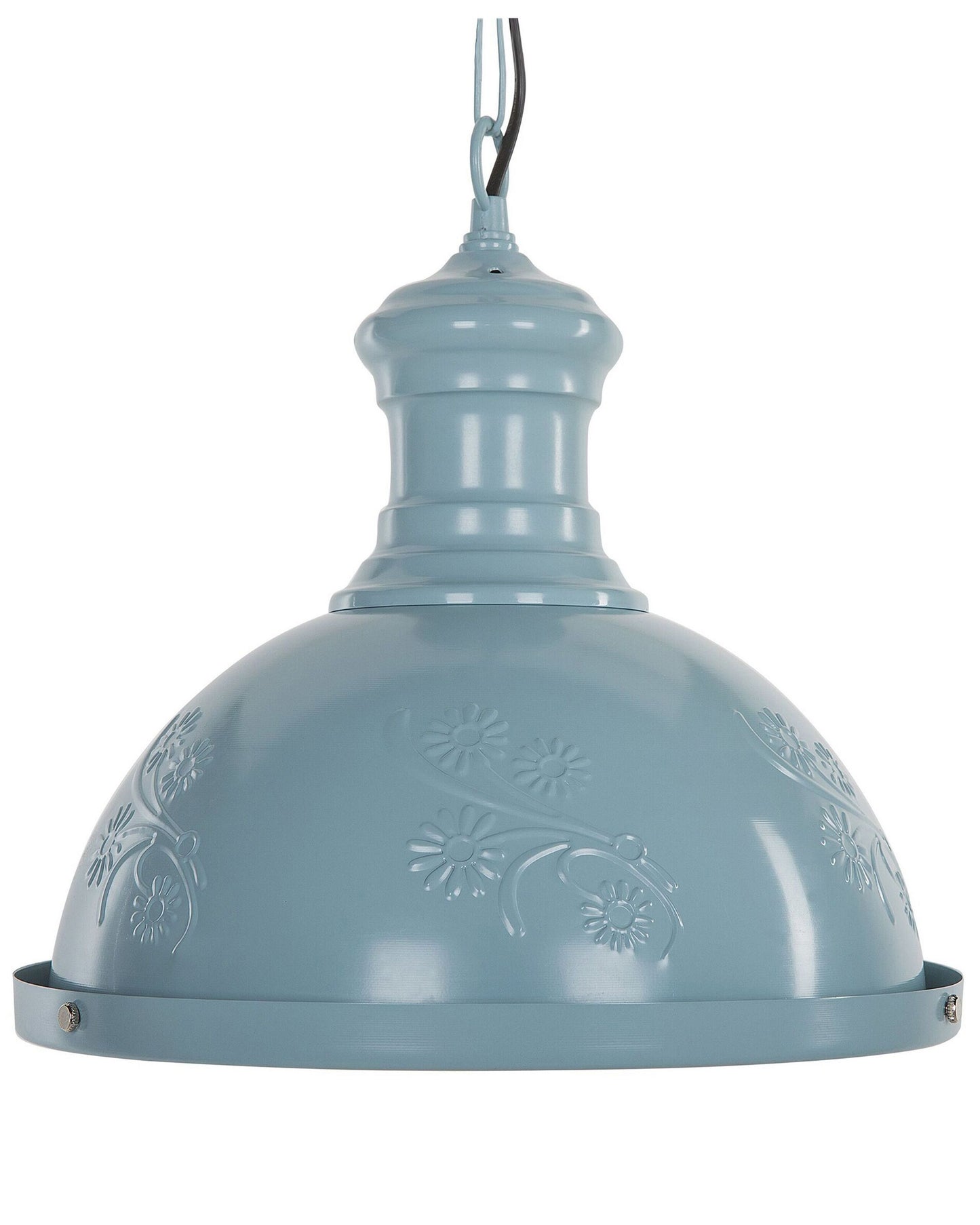 Pendant Lamp Blue Metal Round Flower Ornament Industrial