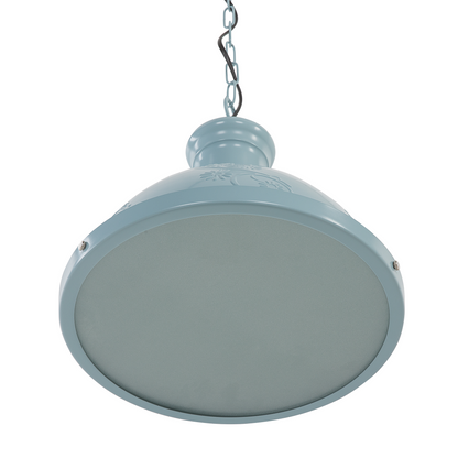 Pendant Lamp Blue Metal Round Flower Ornament Industrial