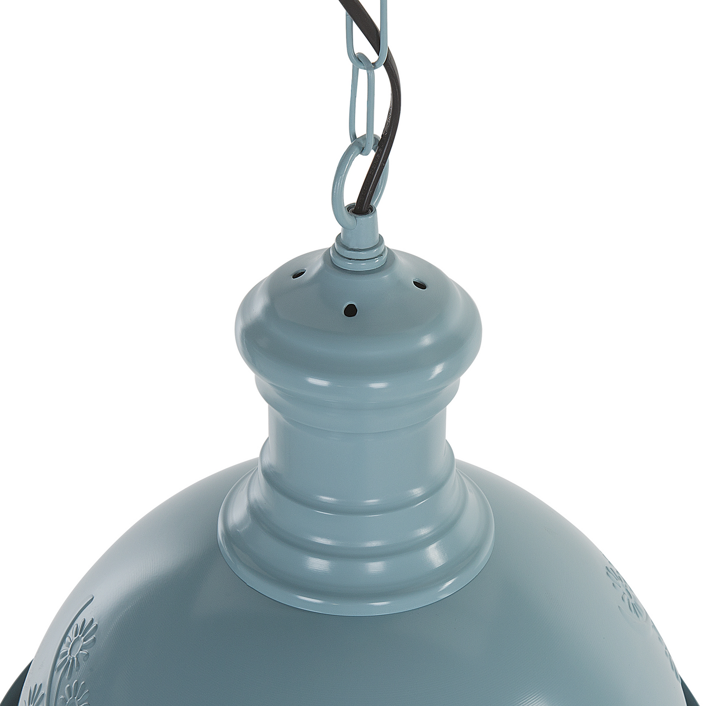 Pendant Lamp Blue Metal Round Flower Ornament Industrial