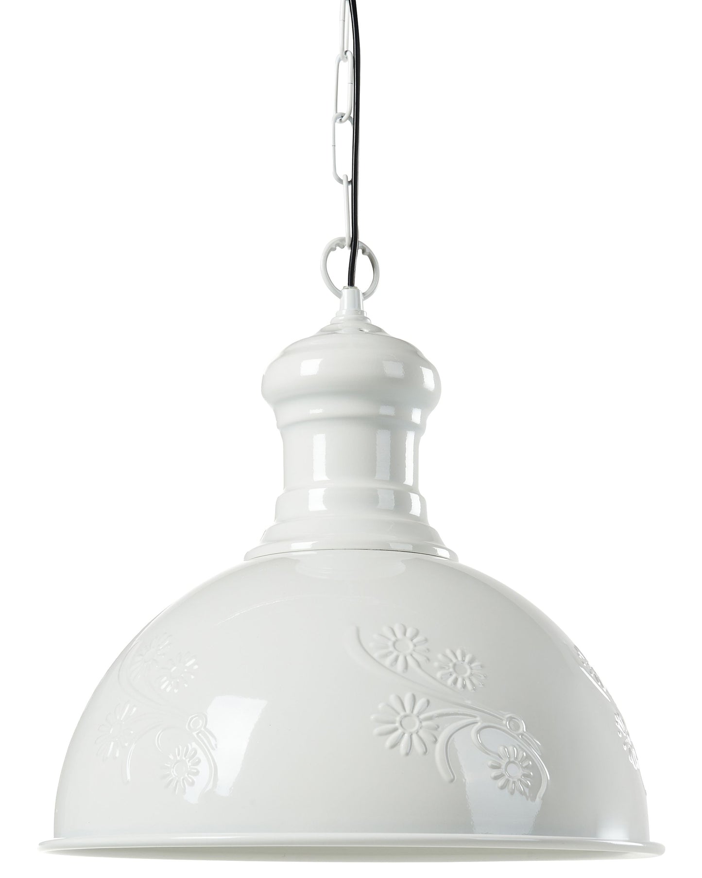 Pendant Lamp Off White Metal Floral Industrial