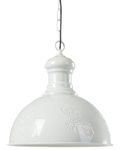 Pendant Lamp Off White Metal Floral Industrial