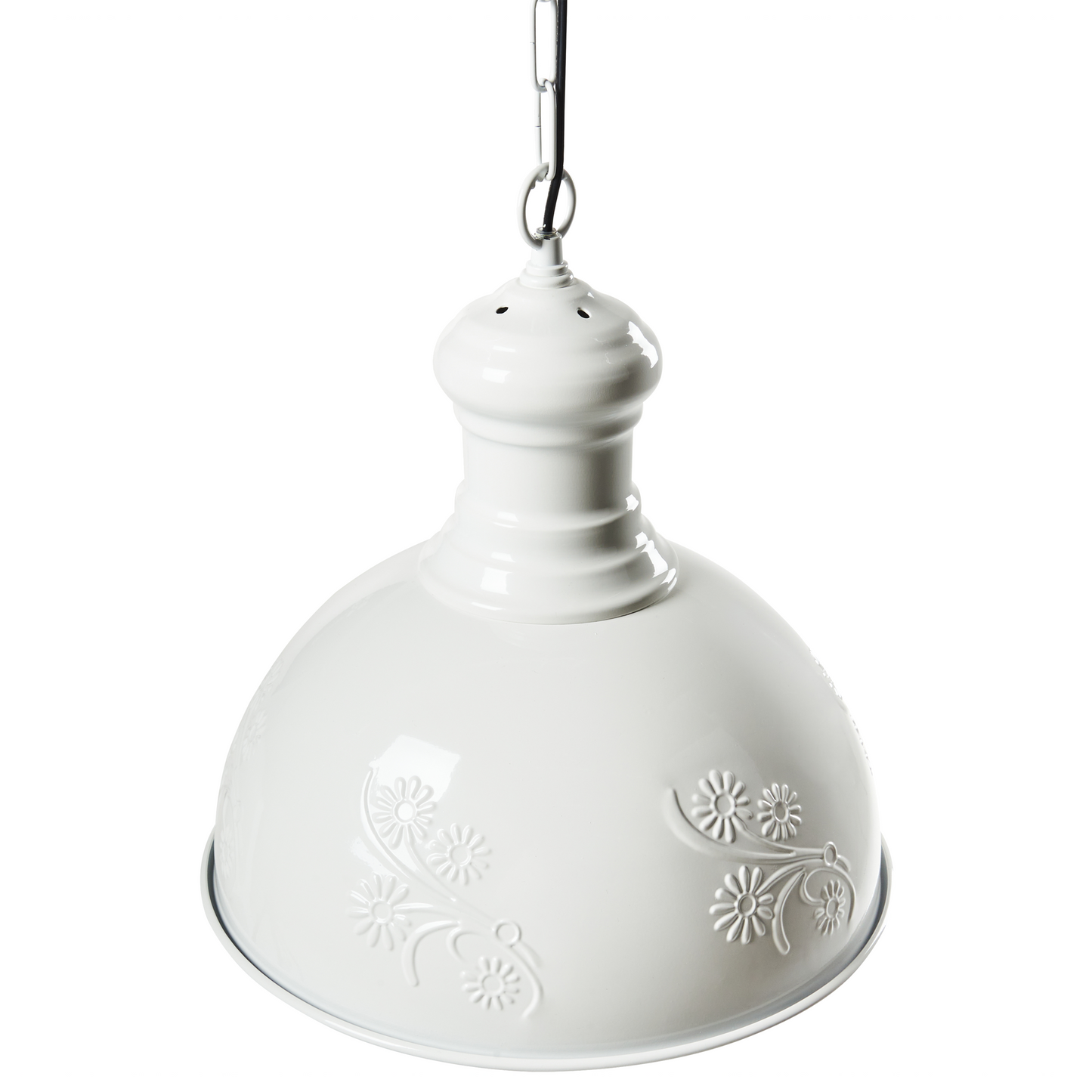 Pendant Lamp Off White Metal Floral Industrial