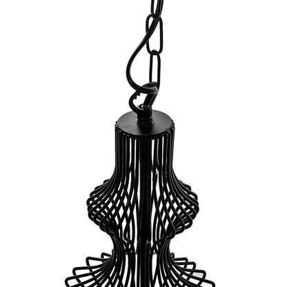Pendant Ceiling Lamp Black Metal Open Cage Shade Industrial Glamour For Living Room