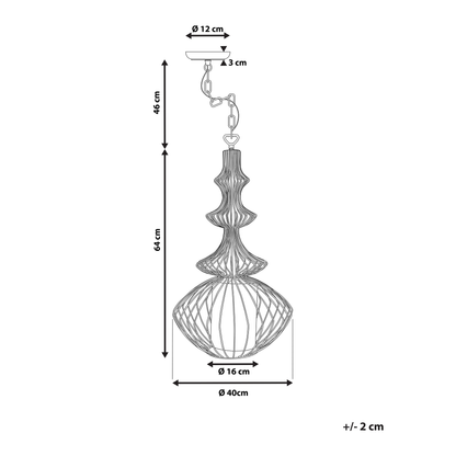 Pendant Ceiling Lamp White Metal Open Cage Shade Glamour