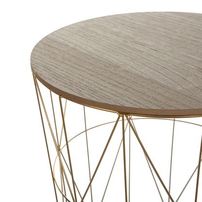 Geometric Glam Side Table With Gold Frame And Removable Top
